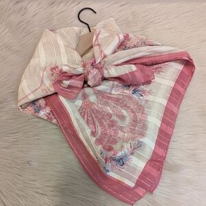 Vintage Char Lottie pink and cream paisley print scarf